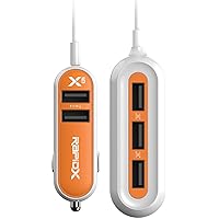 RapidX X5 Car Charger with 5 USB Ports for iPhone and Android - Orange