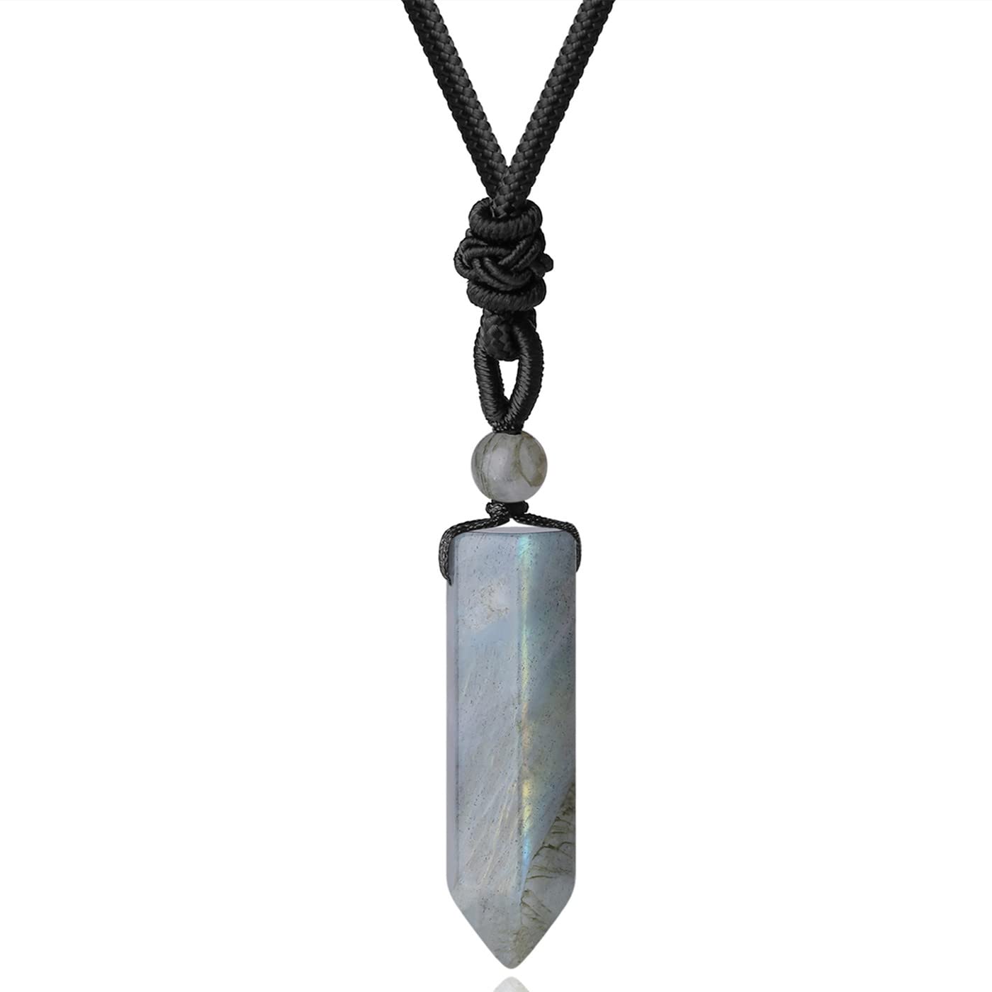 XIANNVXI Crystal Necklace for Men Women Adjustable Rope Hexagonal Point Healing Crystal Natural Stone Pendant Necklaces Gemstone Jewelry