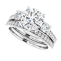 JEWELERYN 3.75 CT Round Cut VVS1 Colorless Moissanite Engagement Ring Set, Wedding/Bridal Ring Set, Sterling Silver Vintage Antique Anniversary Promise Rings Set Gift