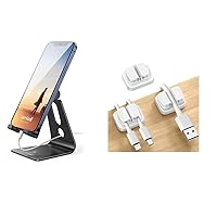 Lamicall Adustable Phone Stand + 3in1 Cord Organzier Spring Holder