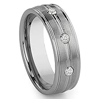 Tungsten 3 Diamond Wedding Band Ring