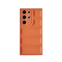 Aikukiki Case for Galaxy S23 Ultra,Luxury Down Jacket Soft Unzip Sofa Silicone Puffer Touch Cloth Protection Shockproof Girls Women Phone Case for Samsung Galaxy S23 Ultra 5G,6.8 inch 2023 (Orange)