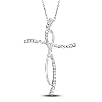 Dazzlingrock Collection 14kt White Gold Womens Round Diamond Woven Infinity Cross Pendant 1/10 ctw