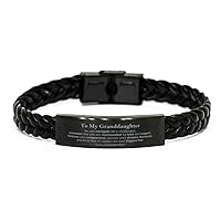 To My Granddaughter Supporting Braided Leather Bracelet, I'll always be your biggest fan, Inspirational Birthday Unique Gifts for Granddaughter from Grandmother