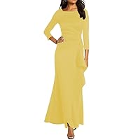 Sheath/Column Elegant Mother of The Bride Dress Scoop Neck Ankle Length 3/4 Length Sleeve Wedding Guest Dress 2024