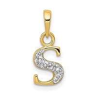 8mm 10k and Rhodium Diamond Letter Name Personalized Monogram Initial Pendant Necklace Jewelry for Women