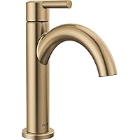 Delta Faucet Nicoli Gold Bathroom Faucet, Single Hole Bathroom Sink Faucet, Single Handle Bathroom Faucet, Pop-Up Drain Assembly, Champagne Bronze 15749LF-CZ