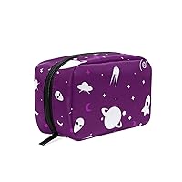 Cosmic Pattern In Purple Color Printing Cosmetic Bag with Zipper Multifunction Toiletry Pouch Storage Bag for Women