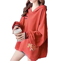 Autumn Chinese Traditional Women's Top Loose Sweater Embroidery Hoodie Hanfu Clothing Ethnic Style Coat