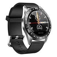 New Heart Rate Monitor IP67 Waterproof Fitness Watch with Weather Wrist Digital Smartwatch (Black)