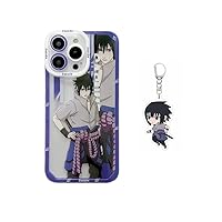 Cool Anime Compatible with iPhone 14 Pro, Pattern Back Cartoon Soft Clear TPU with Anime Keychain Case for Teen Boys and Girls Women(14Pro-Blue)