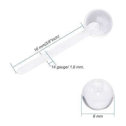 CrazyPiercing Transparent Ball and Barbell Clear Tongue Ring Retainer 14G or Nipple Ring