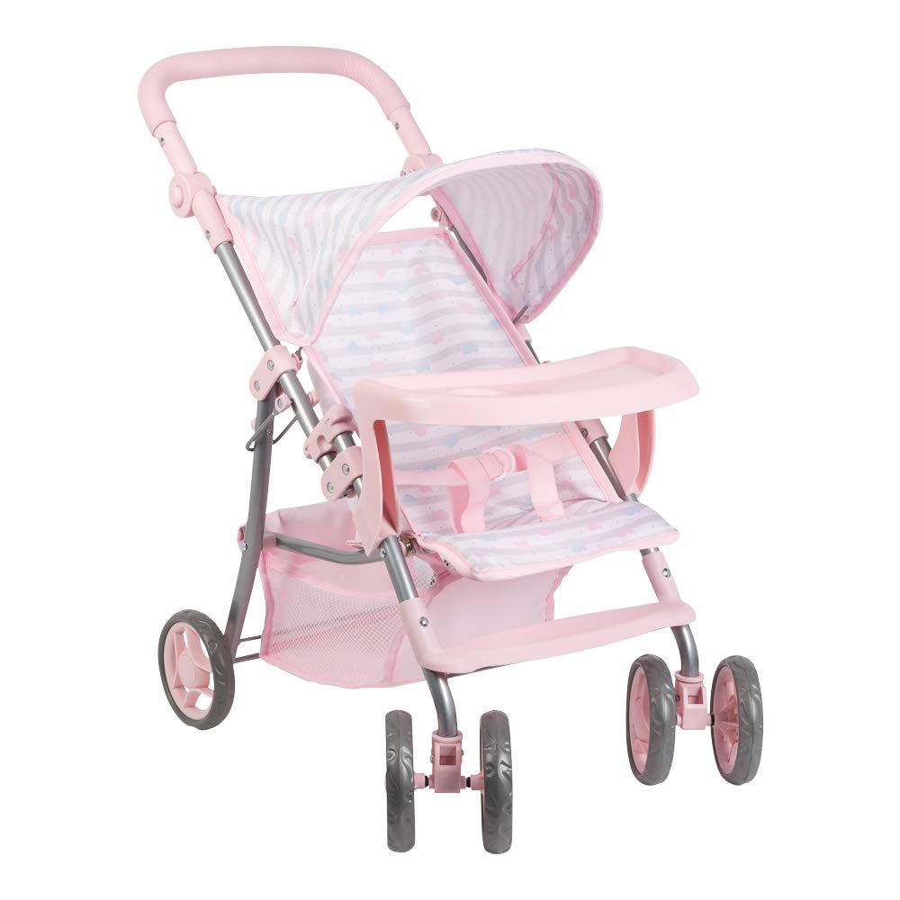 Adora Baby Doll Stroller Pink Snack N Go Shade Stroller, Can Fit Up to 20 inch Dolls and Stuffed Animals