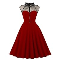 Women's Vintage Short Sleeve A Line Swing Casual Cocktail Party Dresses