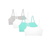 Fruit of the Loom Women's Spaghetti Strap Cotton Pullover Sports Bra Value Pack, Mint Chip/White/Grey Heather/White, 44