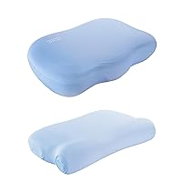 SKG Pillow Set P3E/T3E Neck Pillow for Sleeping, with Cooling Pillow Case for Side & Back Sleeper, Cervical Neck Pillow Ergonomic Memory Foam Pillow