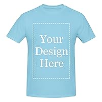 Mens Custom Add Your Personalized Designs Text Name Here Cotton T-Shirt Blue