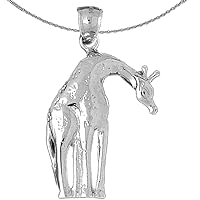 Silver Giraffe Necklace | Rhodium-plated 925 Silver Giraffe Pendant with 18