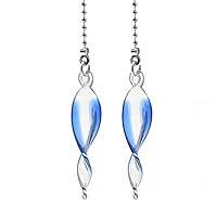 PENCK Decorative Ceiling Fan Chains, 12 Inch Crystal Brushed Nickel Blue Swivel Chain Ornament, Beautiful Hanging Pendants for Ceiling Lights Fans 2 Pack