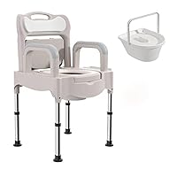 Bedside Commode, Portable Toilet for Adults, Toilet Seat with Armrests, Height Adjustable, Non-Slip, Anti-Odor, Suitable for Disabled and Elderly(Beige)