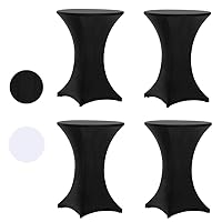 4 Pack 32x43 Inch Highboy Spandex Cocktail Table Cover Black, Fitted Stretch Cocktail Tablecloth for Round Tables (4pc Black 32X43 )