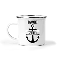 Personalised Sailing Mug Ship Mates Enamel Mugs Skipper First Mate Indoor Outdoor Boating Cup Captains Gifts Tea Coffee Boat Accessories Birthday