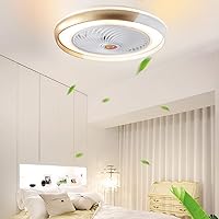 Chandelieres Low Profile Fan Ceiling Light Stepless Dimmable with Remote Control, Modern Ceiling Light with Fans Bedroom Living Room Fan Chandelier, Invisible Silent Lamp Interesting Life/Gold