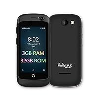 Jelly Pro 3GB+32GB, The Smallest 4G Smartphone in The World, Android 8.1 Oreo Unlocked Smart Phone, Black (NO Charger, Supports only T-Mobile)