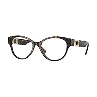 Versace VE 3313 108 Havana Plastic Cat-Eye Sunglasses Logo Stamped Demo Lenses Lens