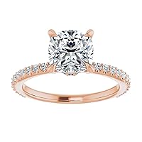 18K Solid Rose Gold Handmade Engagement Ring 1.00 CT Cushion Cut Moissanite Diamond Solitaire Wedding/Bridal Ring for Women/Her Beautiful Rings