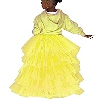 WDPL Girls Puffy High Low Layered Tulle Asymmetrical Party Skirt