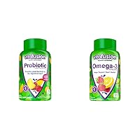 Probiotic Gummy Supplements, Raspberry, Peach and Mango Flavors & Omega-3 Gummy Vitamins, Berry Lemonade Flavored, Heart Health Vitamins(1) with Omega