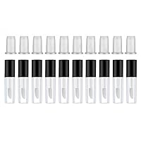 10 Pcs 0.8ml Empty Transparent Plastic Lip Glaze Bottle, DIY Homemade Lipstick Lip Glaze Sample Bottle, Reusable, Portable Makeup Tool Accessories