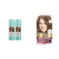 L'Oreal Paris Hair Color Root Cover Up Spray Light Golden Brown (Pack of 2) & Excellence Permanent Triple Care Hair Color Light Golden Brown (Pack of 1)