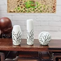 1:12 Scale Dollhouse Miniature Porcelain vases Set Chinese brushwork Orchid vase; Set 3