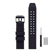 23mm Rubber Watch Strap Fits Luminox 3050 8800 3950 Series Silicone Replacement Band with Black/Silver Buckle Waterproof (Black - Black Buckle)