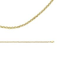 Solid 14k Yellow Gold Chain Cable Necklace Hollow Links Rolo Polished Genuine Light 3 mm 22 inch