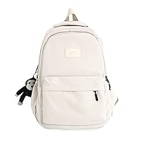 Aesthetic Backpack Cute Backpack for School College Backpack Large Capacity Bookbags for Girls Women Students Casual Travel Daypacks Solid Color(White)
