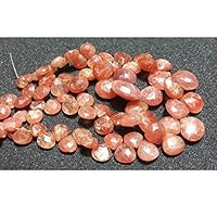 1 Strand Natural Sunstone Beads, Faceted Gemsones, Heart Beads, Approx 9-11mm Beads, 18 Pieces, 3.5 Inch