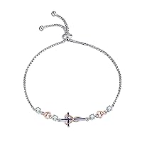 Cross Bracelet for Women Girls Sterling Silver Christian Sideways Cross Bracelets Danity Religious Link Chain Jewelry Gifts