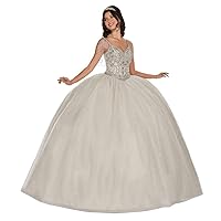 Women's Spaghetti Straps Ball Gown Quinceanera Dresses Sleeveless Prom Party Dress