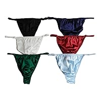 Men's Silk Panties G-Strings Thongs Size S M L XL 2XL (Multicoloured)