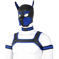 Unisex Neoprene Dog Head Mask, Novelty Dog Head Mask with Collar, Armband and Shoulder Strap