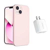 ORNARTO Bundle Compatible with iPhone 13 Case Pink + 20W Fast iPhone Charger