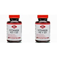 Vitamin K2 + D3, 60 Servings, Supports Immune System, Bone and Heart Support, 60 Vegan Capsules (Pack of 2)