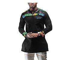 African Men Shirt Print Blouse Dashiki Outfits Tribal Outwear Long Sleeve Dress Shirts Plus Size