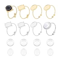 UNICRAFTALE 8 Sets 2 Colors DIY Blanks Ring Making Sets Adjustable Oval Cabochon Ring Blanks 304 Stainless Steel Open Cuff Ring Tray Bezel with Glass Cabochons DIY Blanks Ring Sets for Jewelry Making