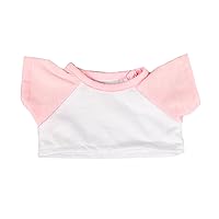 White Tee w/Light Pink Sleeve Fits Most 8