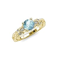 Aquamarine & Natural Diamond (SI2-I1, G-H) Butterfly Engagement Ring 1.09 ctw 14K Yellow Gold