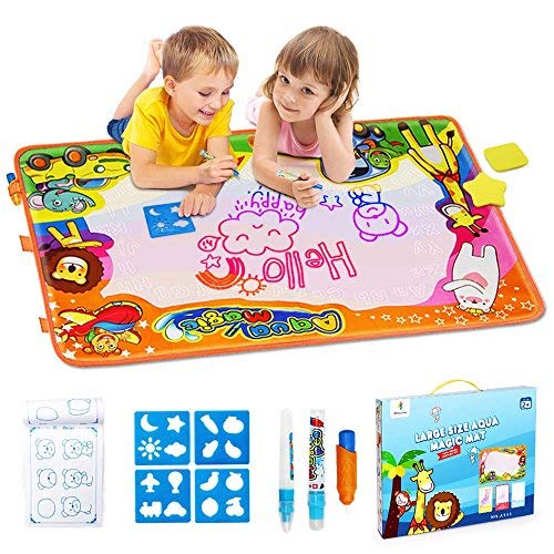 Betheaces Water Drawing Mat Aqua Magic Doodle Kids Toys Mess Free Coloring Painting Educational Writing Mats Xmas Gift for Toddlers Boys Girls Age of 3,4,5,6,7 Year Old 34.5